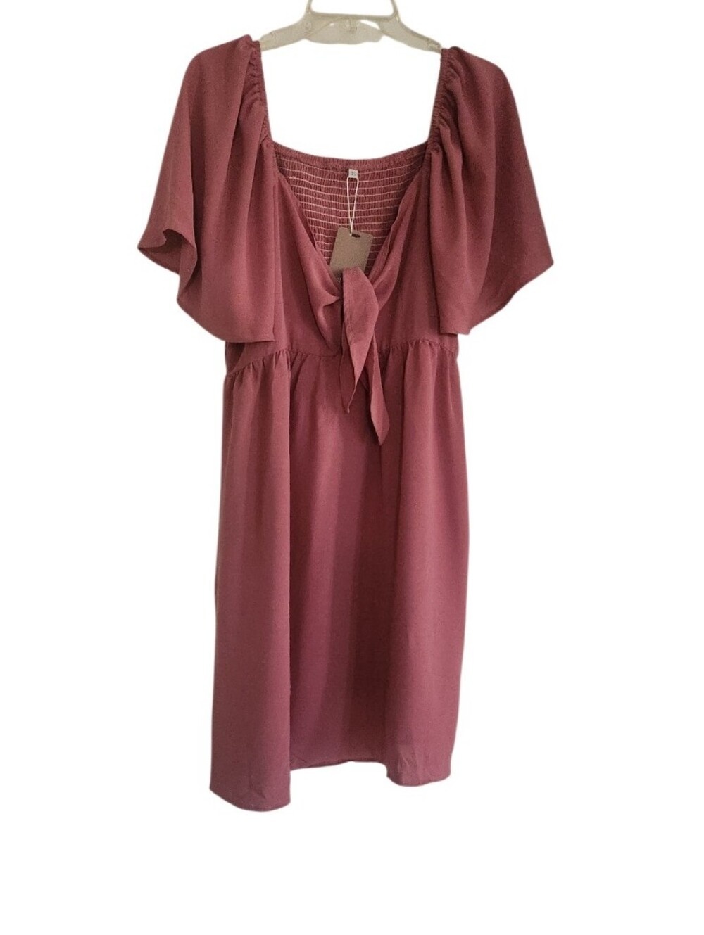 Women’s Dusty Rose Tie-Front Babydoll Dress Sz XL Nwt